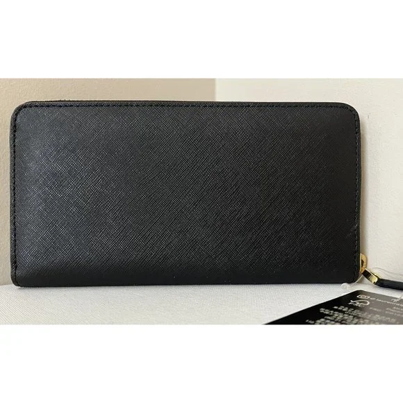 New Ralph Lauren Accordion Zip Wallet Leather Black